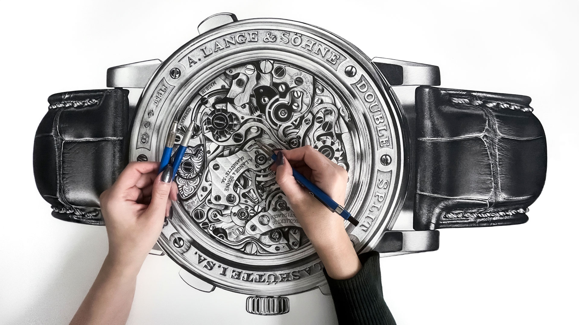 A. Lange & Söhne Double Split Caseback Drawing