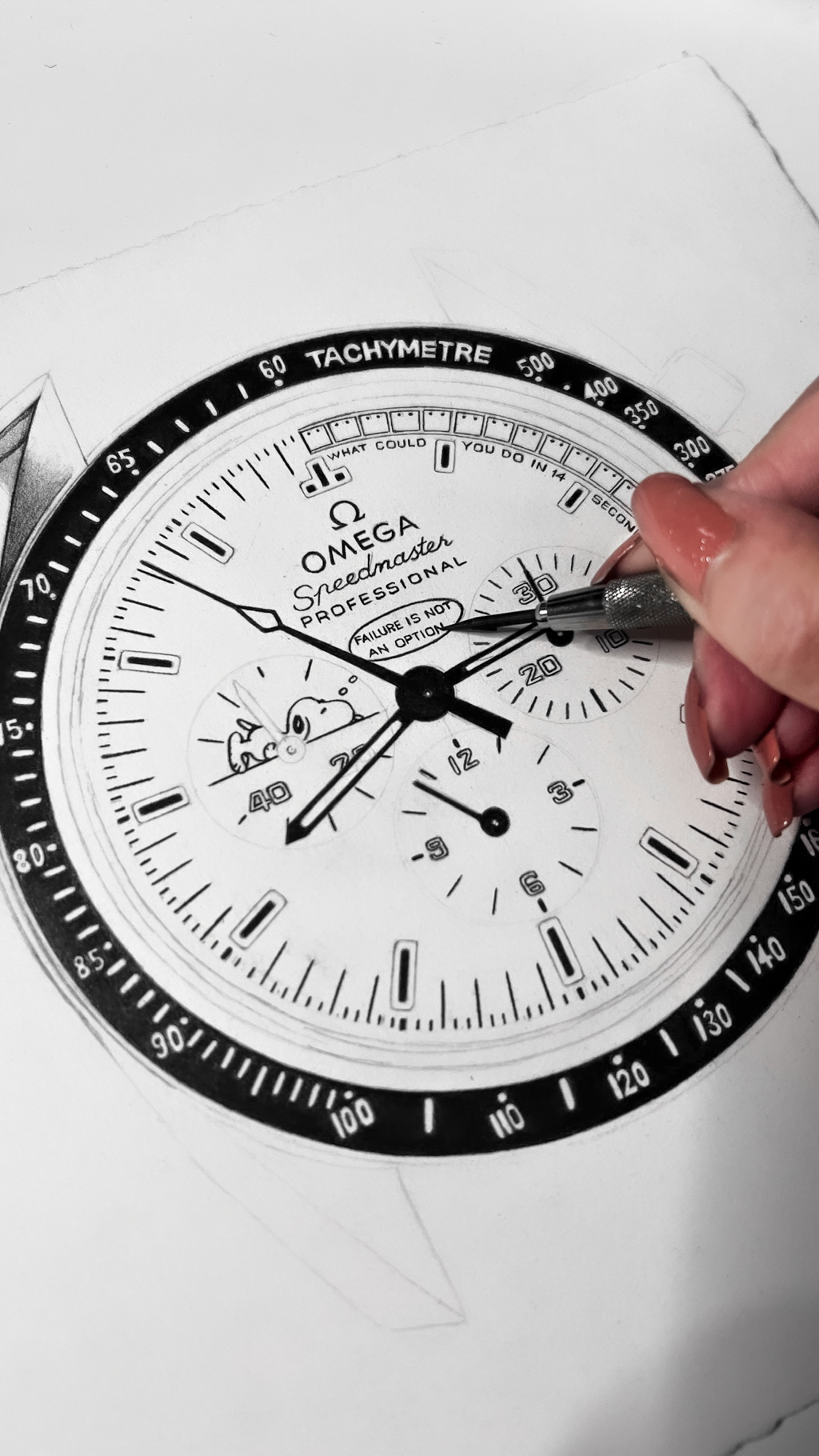 Omega Machine Drawings Omega Speedmaster Snoopy Drawing by Sinziana Iordache